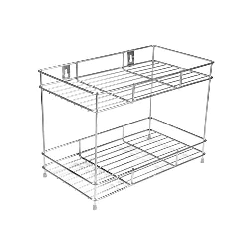 Image of Stainless Steel 2 Layer Wall Mount Kitchen Spice Rack Multipurpose Rack with Mixer & Jar Stand | Modular Kitchen Storage Rack | (41 cm x 23 cm x 29 cm, Silver)
