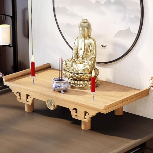 Autel mural en bois massif table de puja encens offrandes bouddhistes