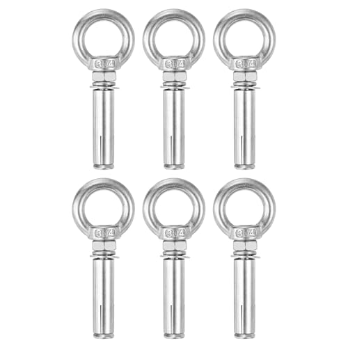 Image of uxcell Ring Lifting Expansion Eyebolt, 6pcs M8x60mm 304 Stainless Steel Expansion Screw with Eye Ring for Concrete Brick Wall