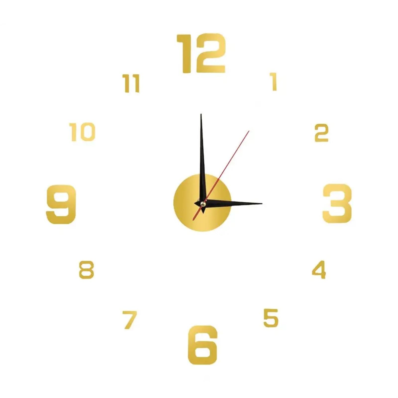 VFDVSWZSA Stylish wall clock, Luminous Hanging Clock For Living Rooms DIY Digital Wall Stickers Mirror(Golden)