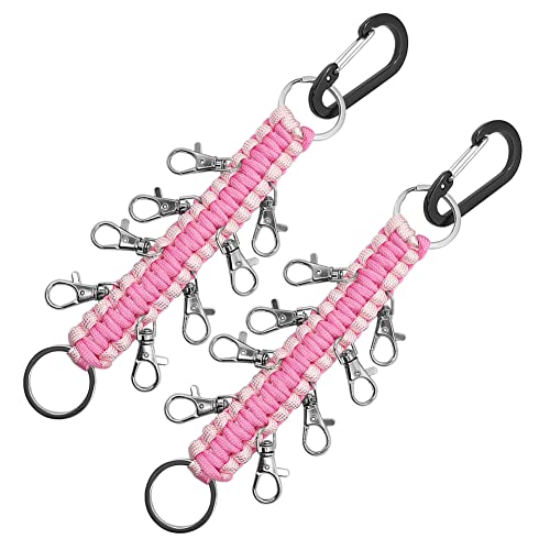 Lovecheer 2PCS Cheer Bows Holders Pink Paracord Handmade for Cheerleading Sports Teen Girls High School
