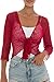 Back From Bali Womens Lightweight Knit Cardigan Shrug Lite Sheer Red