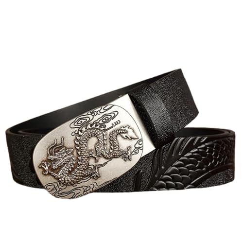 Ceinture à cliquet cuir homme boucle automatique automatique dragon