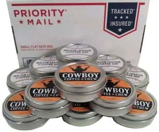 SPLIT 12 Pack Cowboy Coffee Chew & Major League Coffee Dip Quit Chewing Tin Can Non Tobacco Nicotine Free Smokeless Alternative to Dip Snuff Snus Leaf