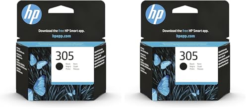 HP 305 3YM61AE, Negro, Cartucho Original de Tinta, Compatible con impresoras de inyección de Tinta DeskJet Serie 2700, 4100, Envy Serie 6020, 6030, 6420, 6430 (Paquete de 2)