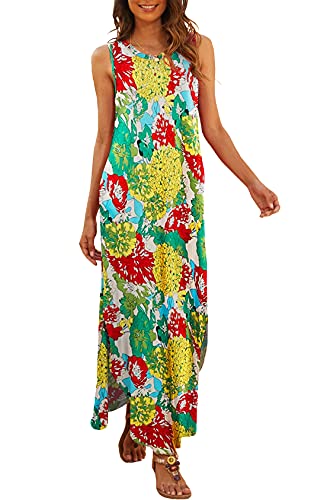 Image of Hount Women's Casual Summer Sleeveless Dress Loose Split Maxi Dresses with Pockets