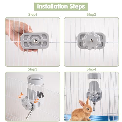 Image of Depets Guinea Pig Water Bottle No Drip, 12 oz Small Animal Water Dispenser | Top Refill Cage Water Bottle with Screw Fastener, ABS Material, for Rabbit Hamster Rat Ferret Kitten, Gray