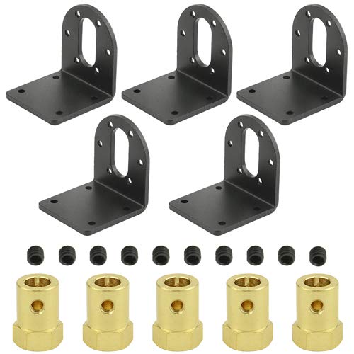 WMYCONGCONG Lot de 5 supports de montage pour moteur à engrenage CC Diamètre 37 mm + 5 pièces 6 mm Raccord de moteur hexagonal avec vis Cover