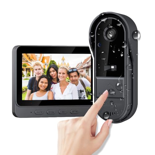 Timbre Inalámbrico con Cámara sin Suscripción y sin WiFi, 1080P Videoportero Inalámbrica con Pantalla de 4.3