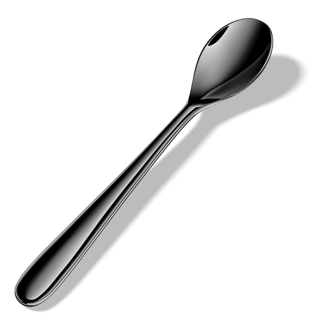 Lot de 4 cuillères à expresso, en acier inoxydable 18/10 forgé, mini cuillères pour café, sucre, thé, crème glacée, 11 cm (noir)