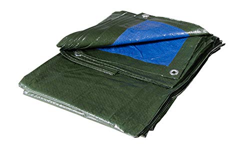 VERDELOOK Telo occhiellato Multiuso in polietilene, 6x4 m, Verde/Blu, coperture