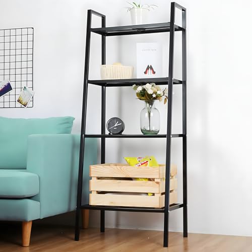 WillingHeart Ladder Shelf 4-Tier Bookshelf Plant Flower Stand Storage Rack Industrial Organizer...