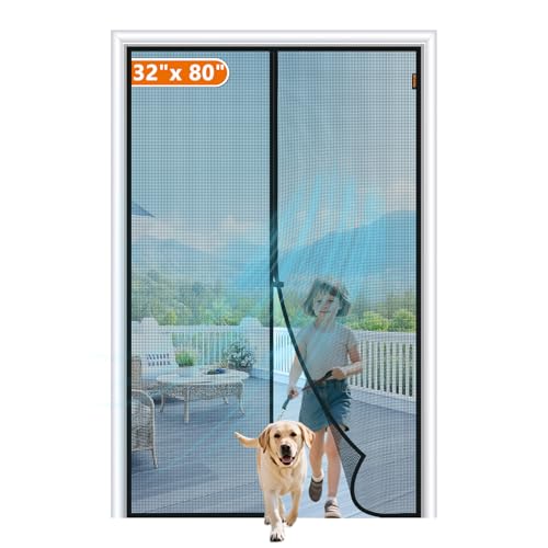 MAGZO Door Mesh Screen with Magnet Fits Door Size 32x 80 Heavy Duty Mesh