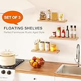 Junw 3 Pack Floating Shelves for Wall, Nature Wood Wall Shelf, 41cm Rustic Farmhouse Wooden Shelves for Kitchen, Living Room, Bedroom, Bathroom Storage - Image 6