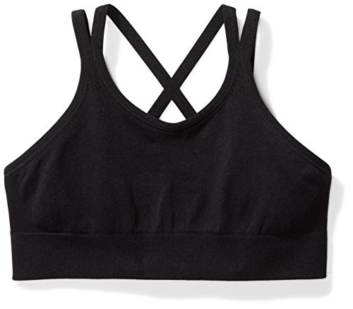 Starter Girls' Seamless Light-Compression Cami Sports Bra, Amazon Exclusive, Black, XL (14/16)