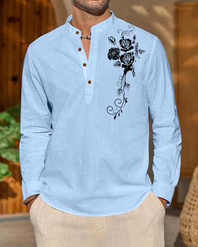 Image of Zombom Men's Cotton Polyester Blend Mandarin Collar Self One Design Printed Full Sleeve Casual Short Kurta