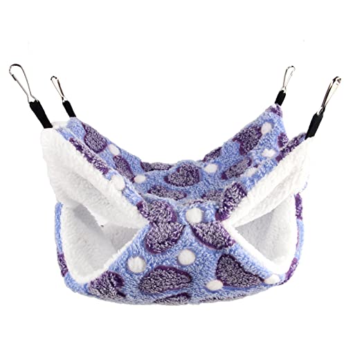 Hamac pour Rongeurs, Lit pour Petites Souris, Hamac pour Animaux de Compagnie, Hamac à 2 Niveaux, Hamac Moelleux, Cage, Lit pour Petits Animaux, 30 x 30 cm (Violet)