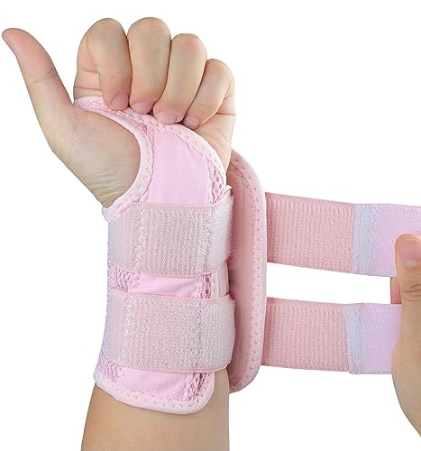 Tianhengyi Carpal Tunnel Wrist Brace, Adjustable Wrist Support Brace, Night Wrist Sleep Supports Splints Arm Stabilizer (Left Hand, S/M, Pink)