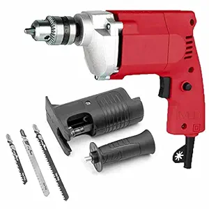10mm Portable Electric Mini Hand Tool Drilling Machine with Multifunctional Electric Drill Convert Jig Saw Adapter (Chuck size : 10mm, watt : 350, Type : Corded)