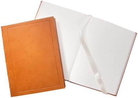 Graphic Image 9 Inch Large Hardcover Writing Journal, Genuine Calfskin Leather, Lined Pages, 7" x 9-1/4", British Tan