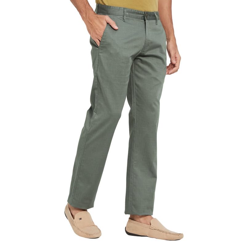Image of Octave Men Regular Fit Mid Rise Cotton Formal Trousers