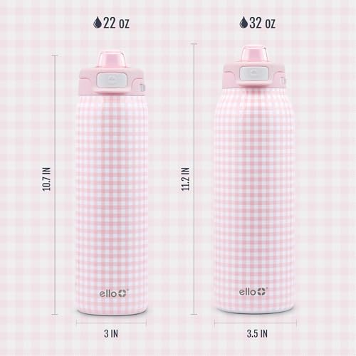 Image of Ello Pop & Fill Insulated Stainless Steel Water Bottle with Quick Fill Lid, Leakproof Locking, Sip or Chug Spout, BPA-Free, Double Wall Vacuum Insulated for Sports, Travel & School- 22oz / 32oz / 40oz