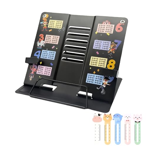 Atril Metálico para Libros con 6 Alturas Ajustables para Leer– Soporte para Libros Ajustable y Plegable, Atril de Lectura para Estudio, Cocina y Leer en la Cama, Sujeta Libros Multifuncional