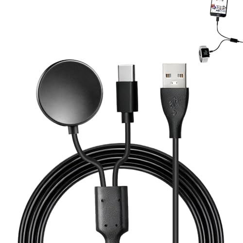 Cargador 2 en 1 para Reloj Samsung, Cable USB Reemplazo Compatible con Samsung Galaxy Watch7/6/5/4/4classic/3/Active2/1, Cable de Carga Rápida USB C de 120cm para Galaxy S25 Ultra/S24/S23/S22/S21
