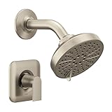 Moen Genta LX Brushed Nickel Pressure Balancing Eco-Performance Modern Shower Trim with Showerhead and Lever Handle, Posi-Temp Valve Required, T2472EPBN