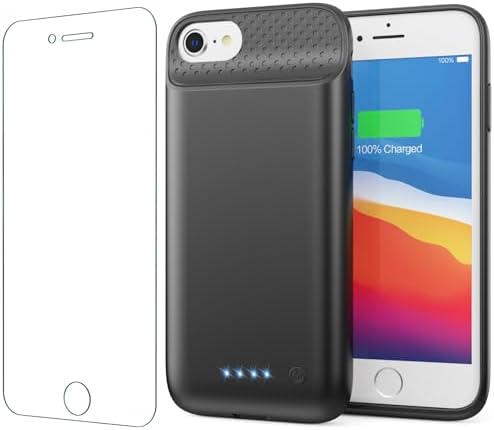 Battery Case for iPhone 8/7/6s/6/SE (2022/2020),[2025 Upgraded] 7000mAh Ultra-Slim Portable Extended Charger Cover for iPhone 8/7/6s/6/SE (2022/2020) Charging Case (4.7 Inch)-Black