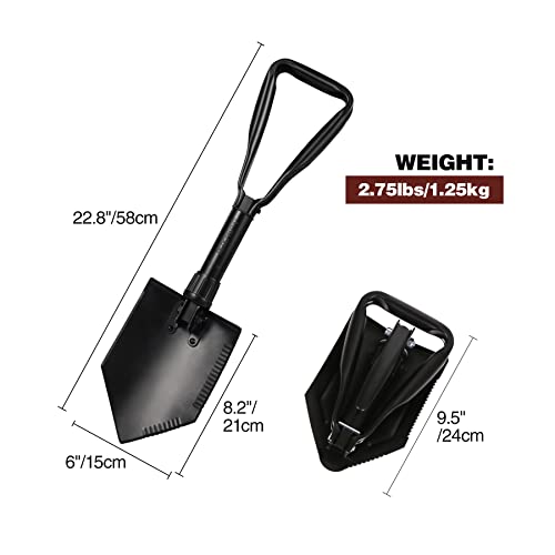 REDCAMP Folding Camping Shovel, High Carbon Steel