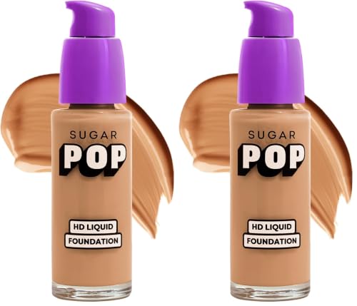 Image of SUGAR POP HD Liquid Foundation with SPF 30 | Lasts upto 16hrs | Full Coverage | Water-Resistant | Matte Finish | 30ml - 15 Fig (Pack of 2)