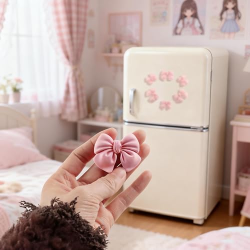 18 imanes decorativos de lazo rosa para refrigerador miniatura 3