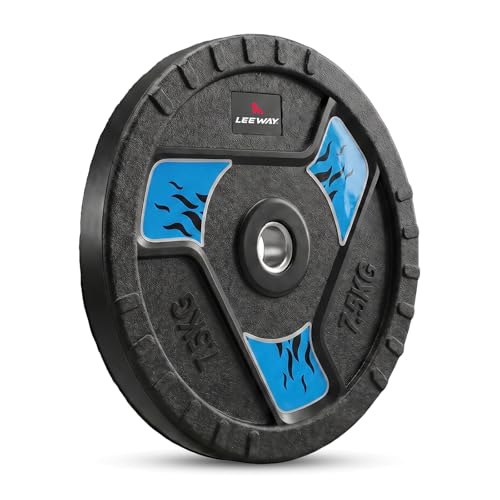 Image of LEEWAY Rubber Weight Plates for Home Gym | 7.5kg x 2 | 31mm Center Hole | Compatible with Standard Barbells & Rods | Durable Dumbbell Gym Plates for Home Strength Training (7.5kg Pair)