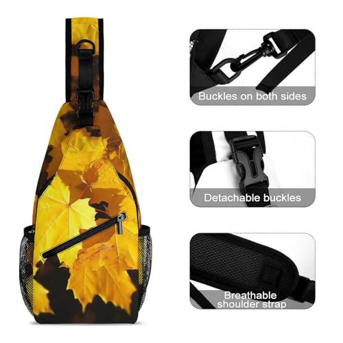 Bolso bandolera deportivo con hojas de arce amarillo miniatura 3