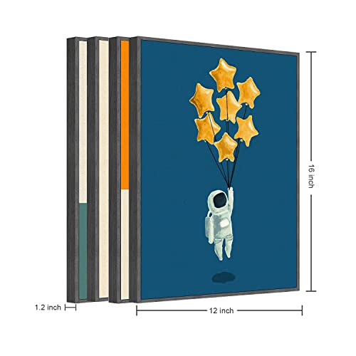 Time Tree Space Wall Art, Framed Space Poster For Bedroom Decor Set Of 4, Cute Paintings Living Room Wall Decor, Kids Nursery Space Decor, Space Canvas Wall Art Astronaut Figure Picture For Boys 12X16 #TOP3