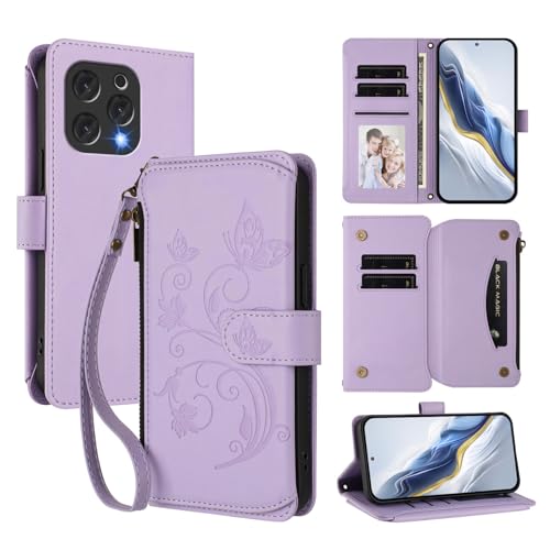 Cover Compatibile con Doogee N55 Plus 4G con N55 Pro Cordinoã€5 Portacarteã€ã€Portafoglio a cernieraã€ã€Chiusura magnetica〠Stand Flip Custodia Purple