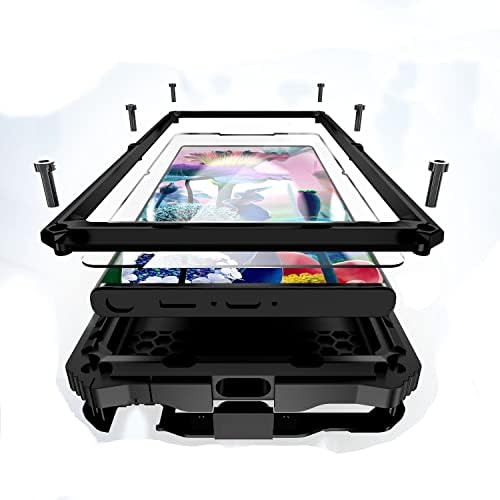 Lunivop for Samsung Galaxy S23 Ultra case Metal Hard Armor Compatible with Galaxy S23Ultra 5G 2023 Phone Cover case para Screw Built in Glass Camera Screen Protector metalicas Military Grade (Black)