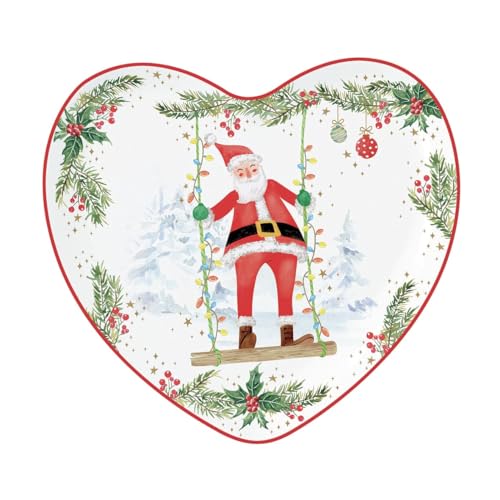 Easy Life CAJA PLANA EN FORMA DE CORAZÓN 20X19 CM EN PORCELANA JOYFUL SANTA
