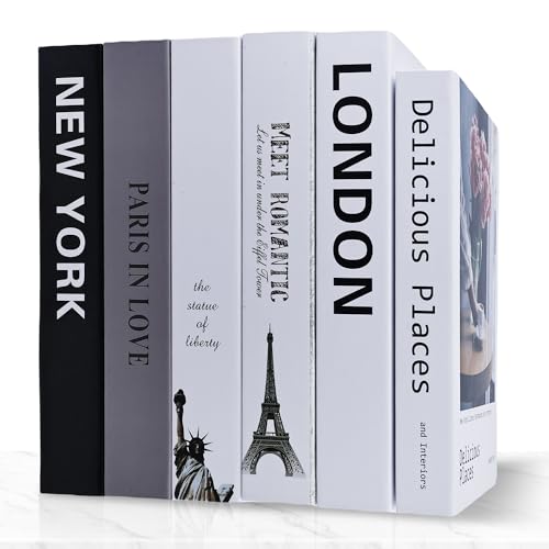 TOATELU 6 livros decorativos, livros decorativos, livros decorativos, livros decorativos modernos, para decoração de casa, estante, mesa de café, prateleiras, escritório, sem páginas