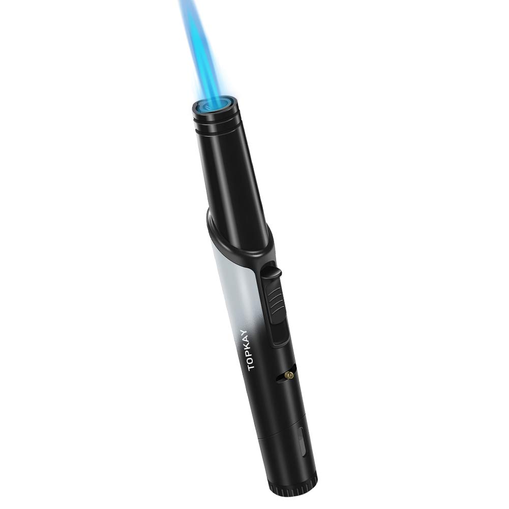 TOPKAY Jet Lighter, Candle Lighter, Windproof Torch Flame Lighter, Butane Refillable Gas Lighter