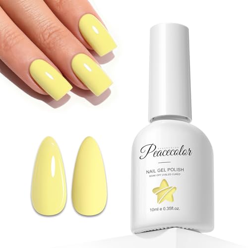PEACECOLOR Gel Nail Polish 10ml Yellow Colour UV/LED Soak Off Nail Art Manicure Pedicure for Professional Salon & Home Use Long Lasting & Easy to Apply
