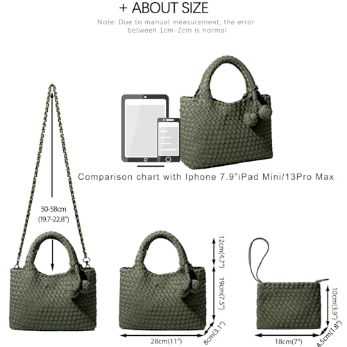 Image of Woven Tote Bag for Women with Coin Purse, Foldable Chain Small Crossbody Handbags, Fashion Shoulder Bag, Hobo Satchel