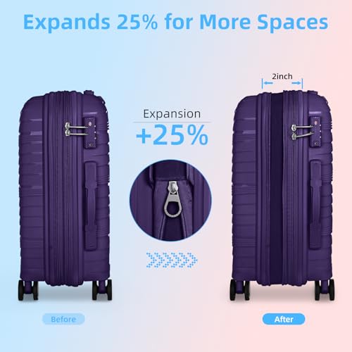 Image of LARVENDER Carry On Luggage 22x14x9 Airline Approved, Suitcases with Wheels