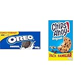 Oreo Galletas de Chocolate Rellenas de Crema Sabor Vainilla, La Galleta Original, Paquete de 440 g + Chips Ahoy Original Galletas con Pepitas de Chocolate, Pack Familiar 400g
