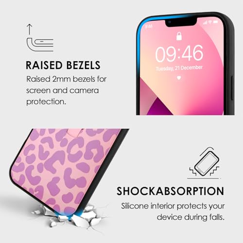 Coque iPhone 13 léopard rose avec dragonne et béquille pour protection antichoc - 2