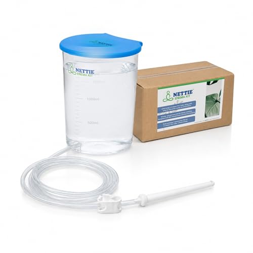 Image of NETTIE Premium Enema Kit 1500ml | Extra-Long 1.5m PVC Tube, Smooth Nozzle & Flow-Lock Clamp | Reusable & Washable Enema Can for Home Use | For Colon Cleanse, Detox & Constipation Relief | Men & Women