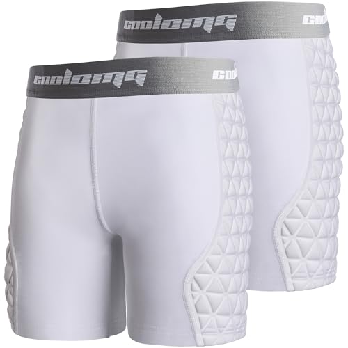COOLOMG 2-Pack Girls Youth Softball Sliding Shorts Padded Compression Underwear Shorts Baseball Sliders Shorts