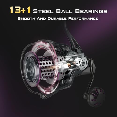 THKFISH Saltwater Spinning Reel Saltwater, 13+1 BB, 45LB Max Drag, Ultra Smooth Heavy Duty Reel con CNC Aluminum Spool para Long Cast miniatura 2