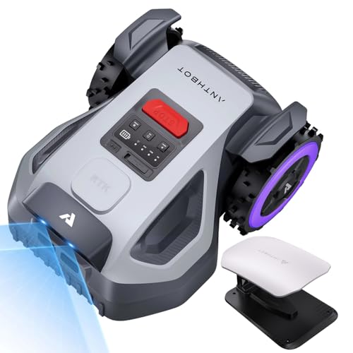 Image of ANTHBOT M9 Robotic Lawnmower with Matching Garage, without Boundary Cable with RTK Navigation and Dual Vision, AI Obstacle Avoidance, for Gardens up to 900 m (max. 1200 m), Lawn Robot with 45%